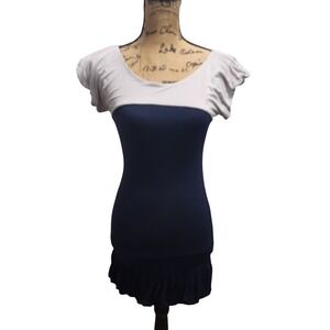 Twentyone Women's Colorblock Ruffle Hem Tunic Dress Size S Black & Gray‎